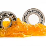 Ball bearing stainless with grease lithium machinery lubrication for automotive and industrial  isolated on white background with clipping path